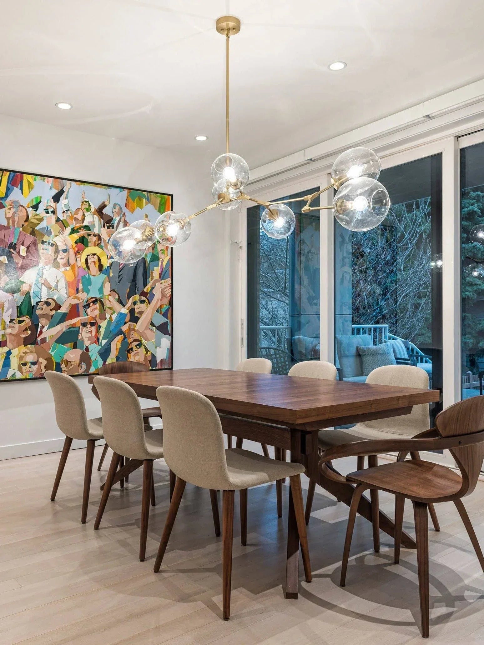 Modern Sputnik Smoky Gray/Amber Glass Branch Chandelier for Kitchen Island/Dining Room