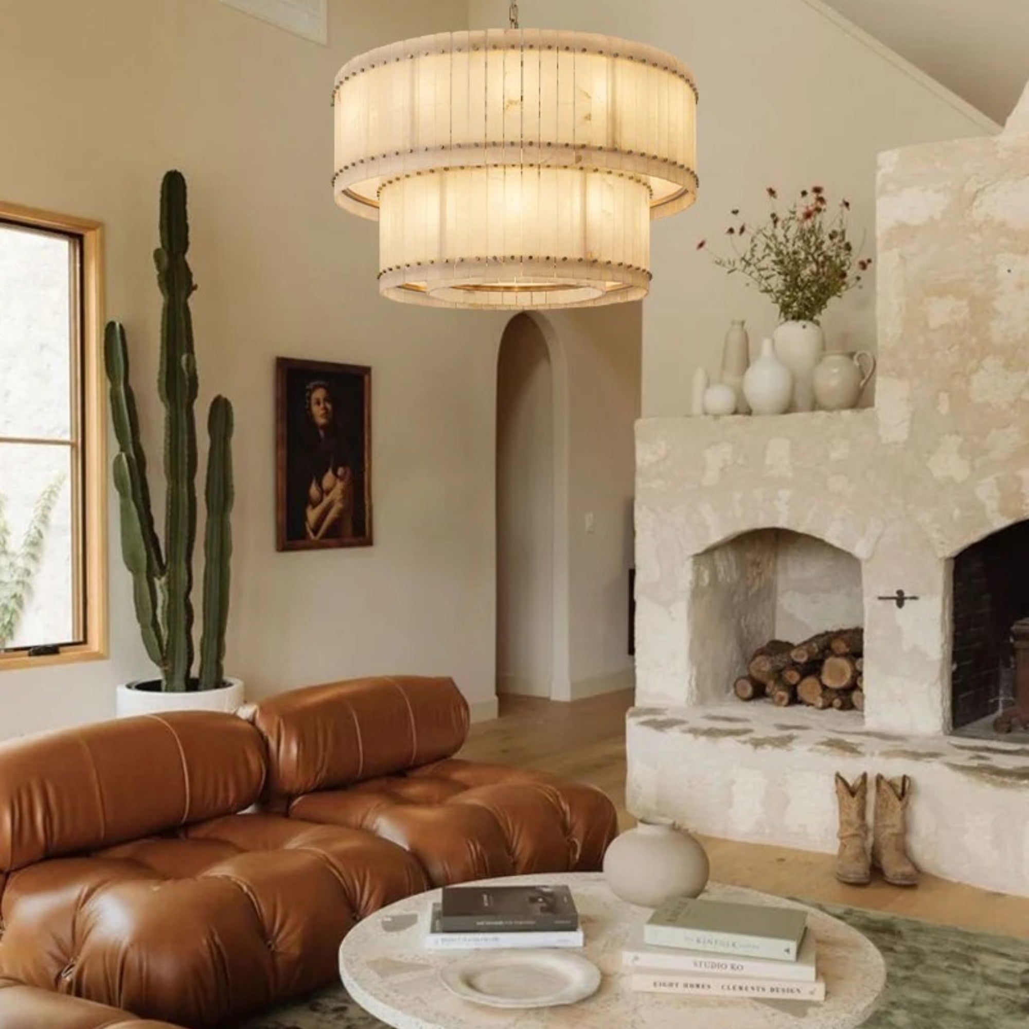 Marino Alabaster Round Tiered Chandelier