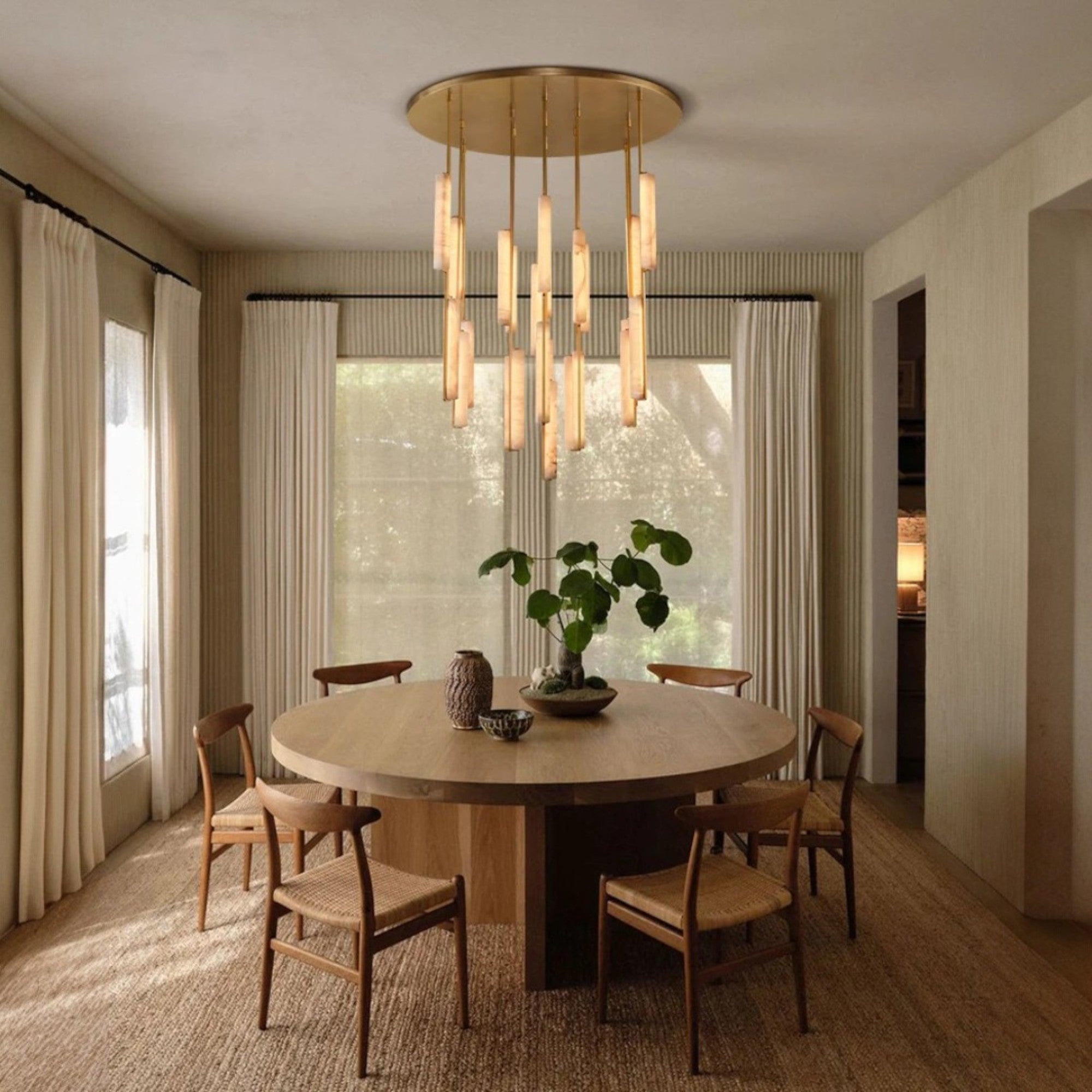 Audubom Alabaster Round Chandelier