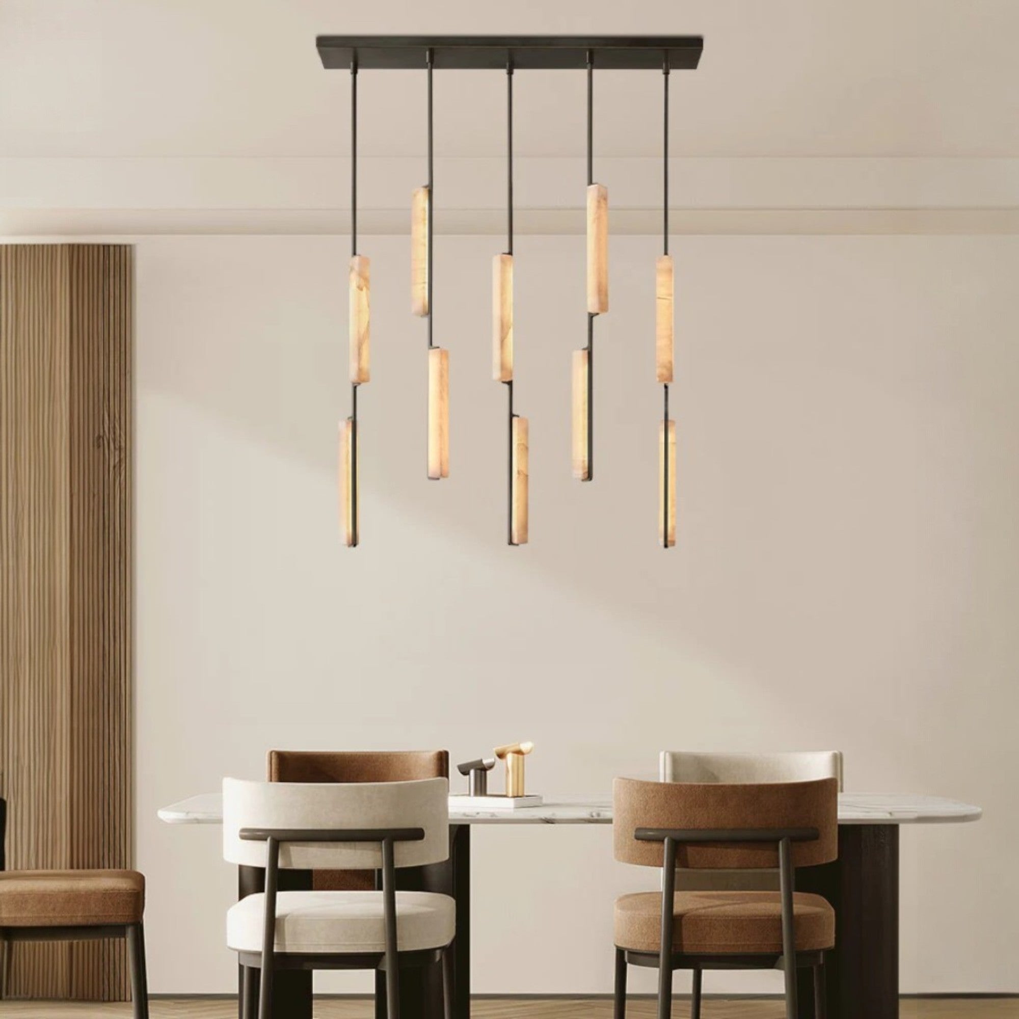 Audubom Alabaster Linear Chandelier