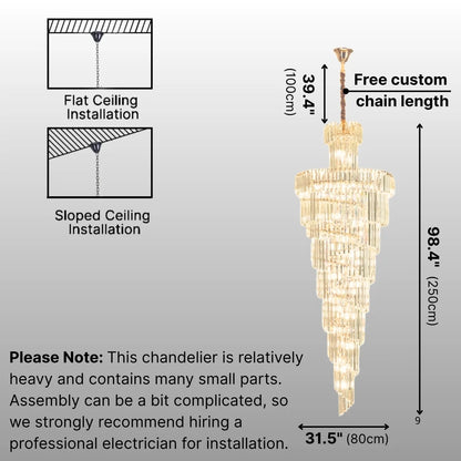 Large Villa Entrance Gold Crystal Lighting Fixtures