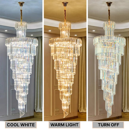 Large Villa Entrance Gold Crystal Lighting Fixtures