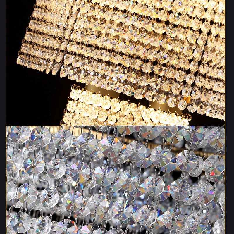 Large Modern Gold Crystal Chandelier For HighCeiling