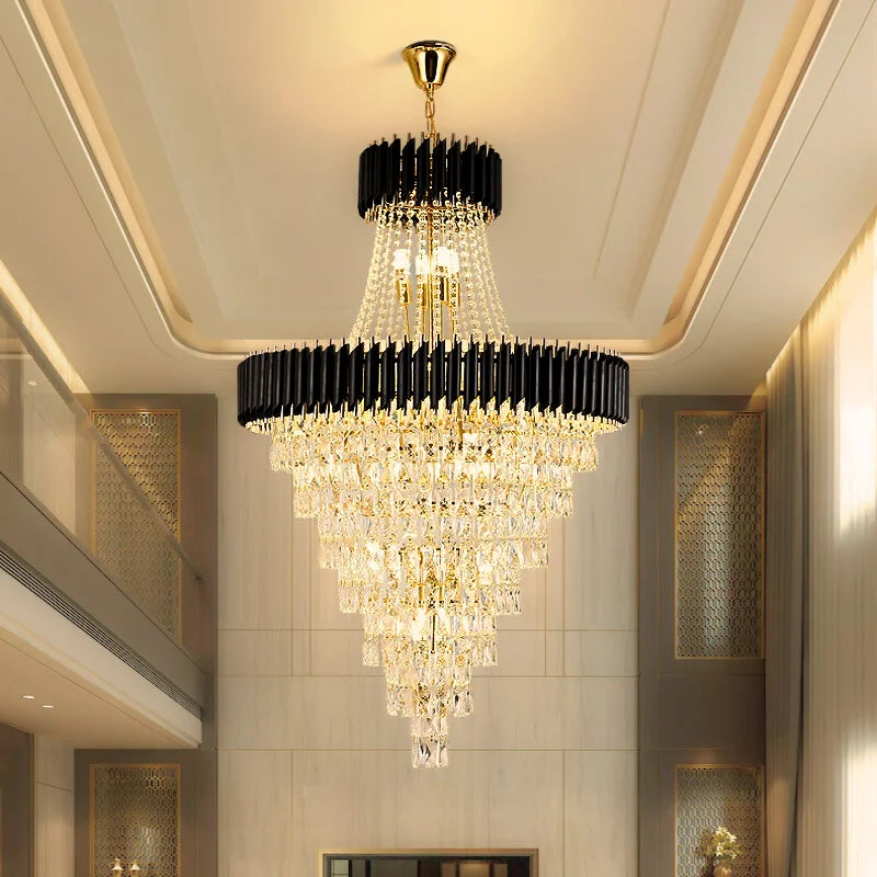 Ethrea  Luxurious Gold/Black Crystal Chandelier For Living Room