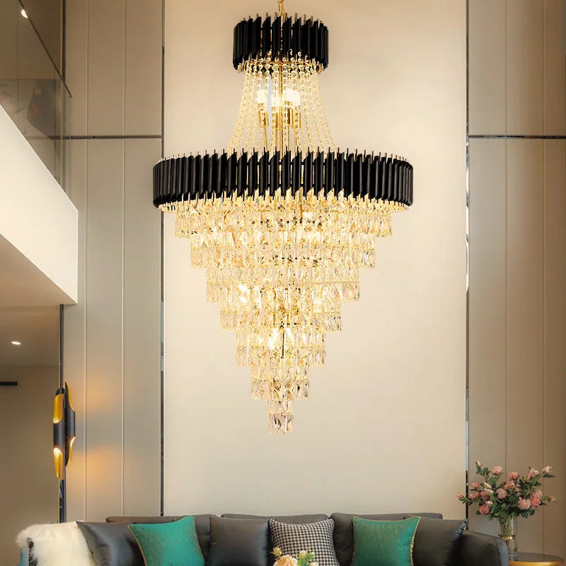 Ethrea  Luxurious Gold/Black Crystal Chandelier For Living Room