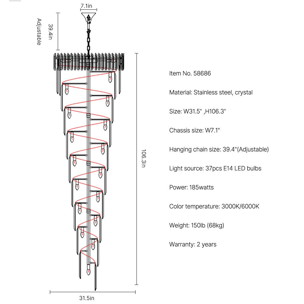Astra Staircase Chandelier