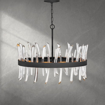 Revel 8 - Light Unique Wagon Wheel Chandelier with Crystal Accents