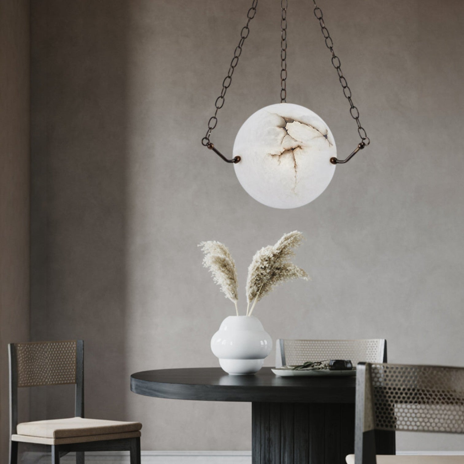 Alabaster Sphere Suspension Lamp, Pendant Kitchen Island Lamp