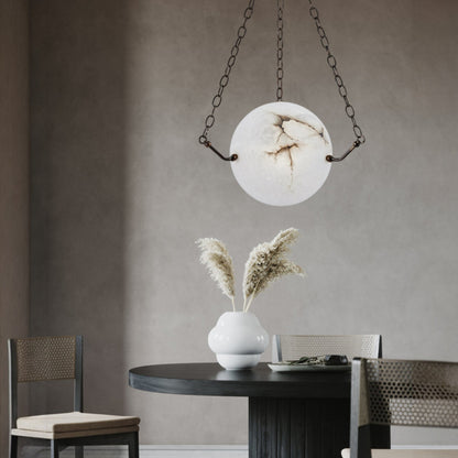 Alabaster Sphere Suspension Lamp, Pendant Kitchen Island Lamp