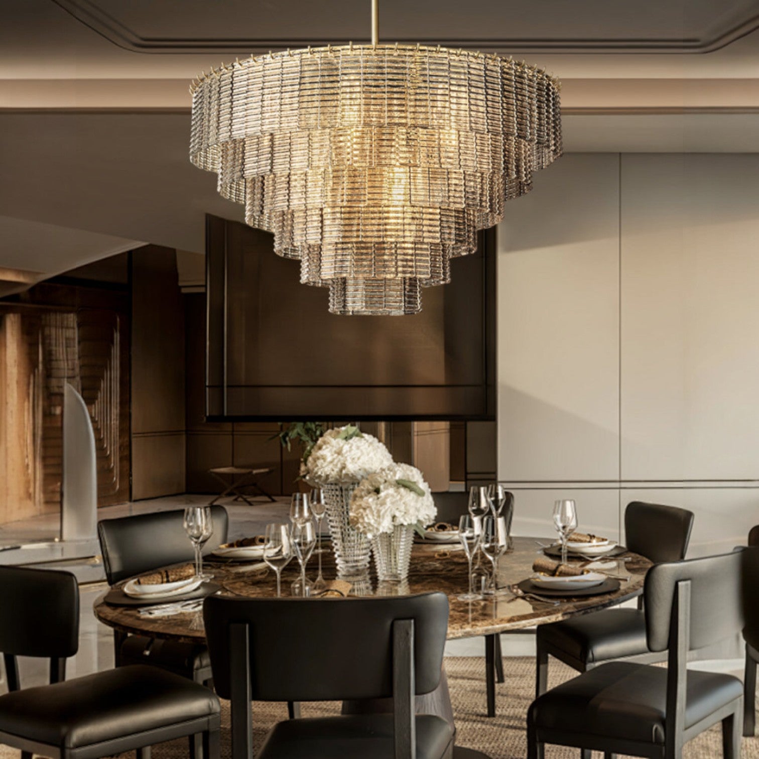 Samantha Smoke Glass Round Chandelier 41" 52"65"