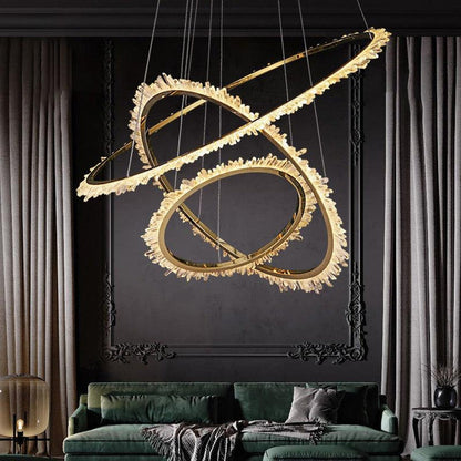Rose Rock Crystal Ring Chandelier Contemporary Chandelie Staircase