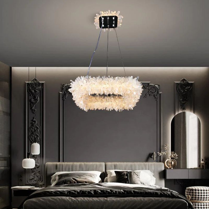 Rose Square Rock Crysta Chandelier Modern Lighting Fixture