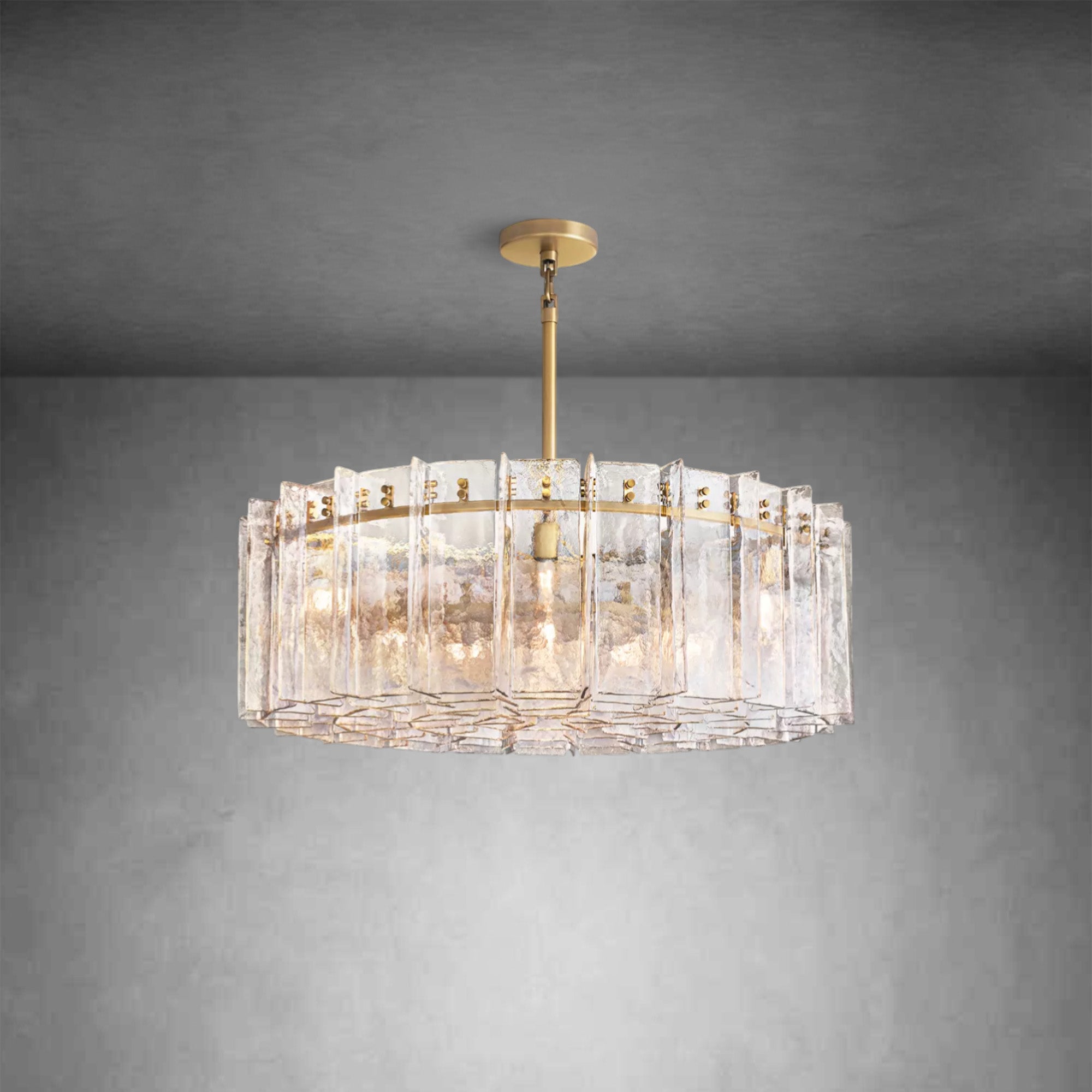 Latice Clear Glass Round Chandelier