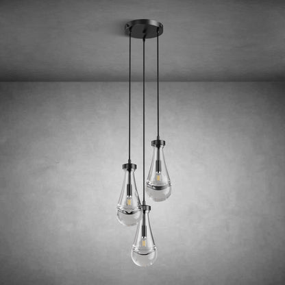 3-Light Raindrop-Shaped Circular Pendant Lamp