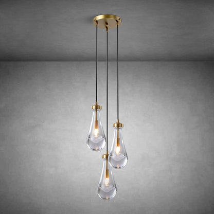 3-Light Raindrop-Shaped Circular Pendant Lamp