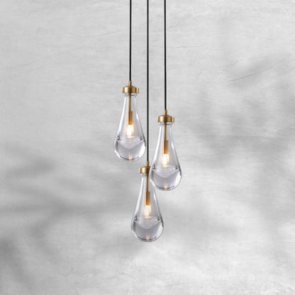 3-Light Raindrop-Shaped Circular Pendant Lamp