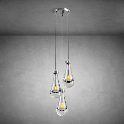 3-Light Raindrop-Shaped Circular Pendant Lamp