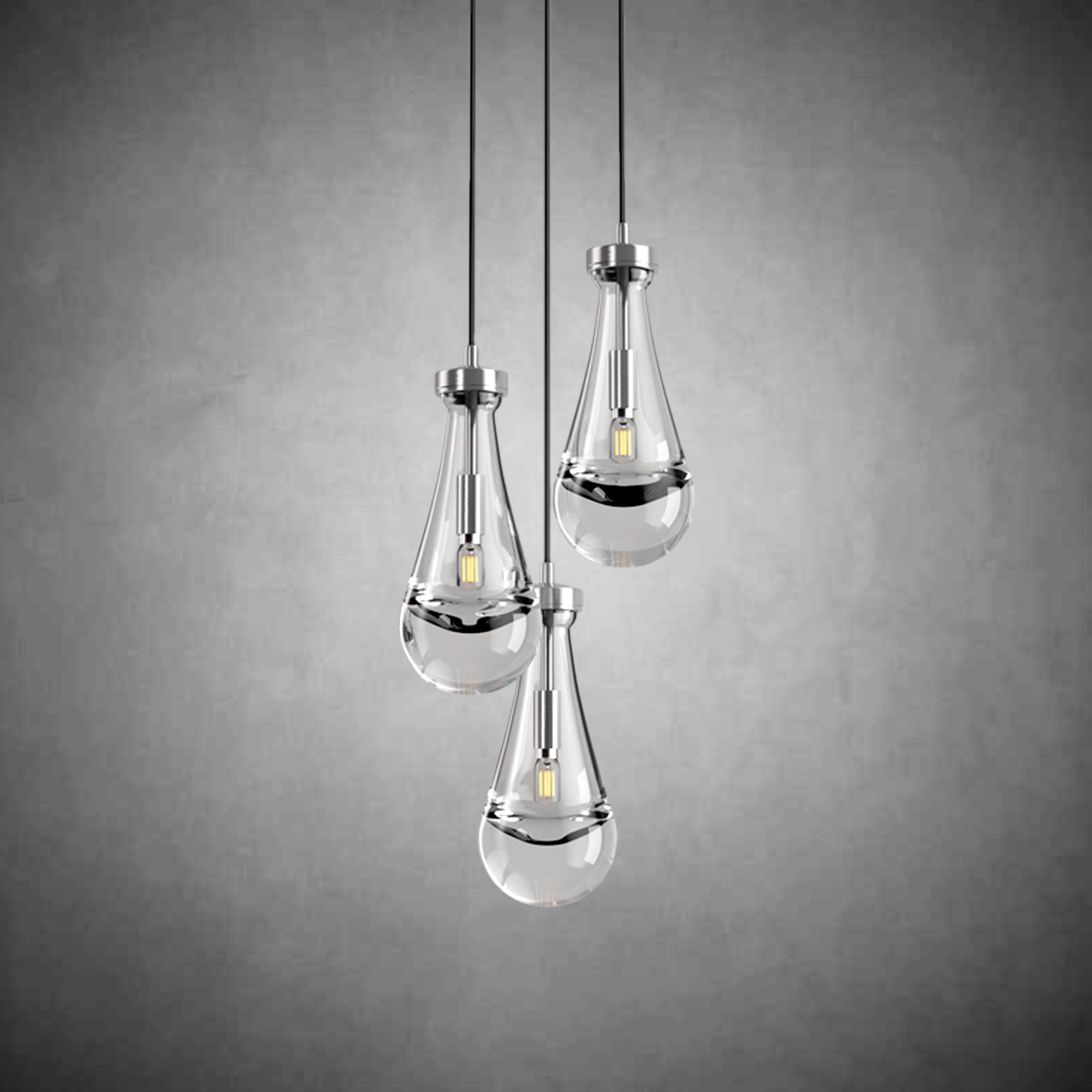 3-Light Raindrop-Shaped Circular Pendant Lamp