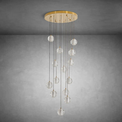 14-Light Gold Crystal Staircase Chandelier