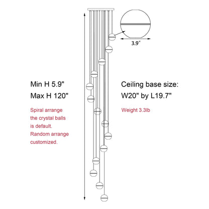 14-Light Gold Crystal Staircase Chandelier