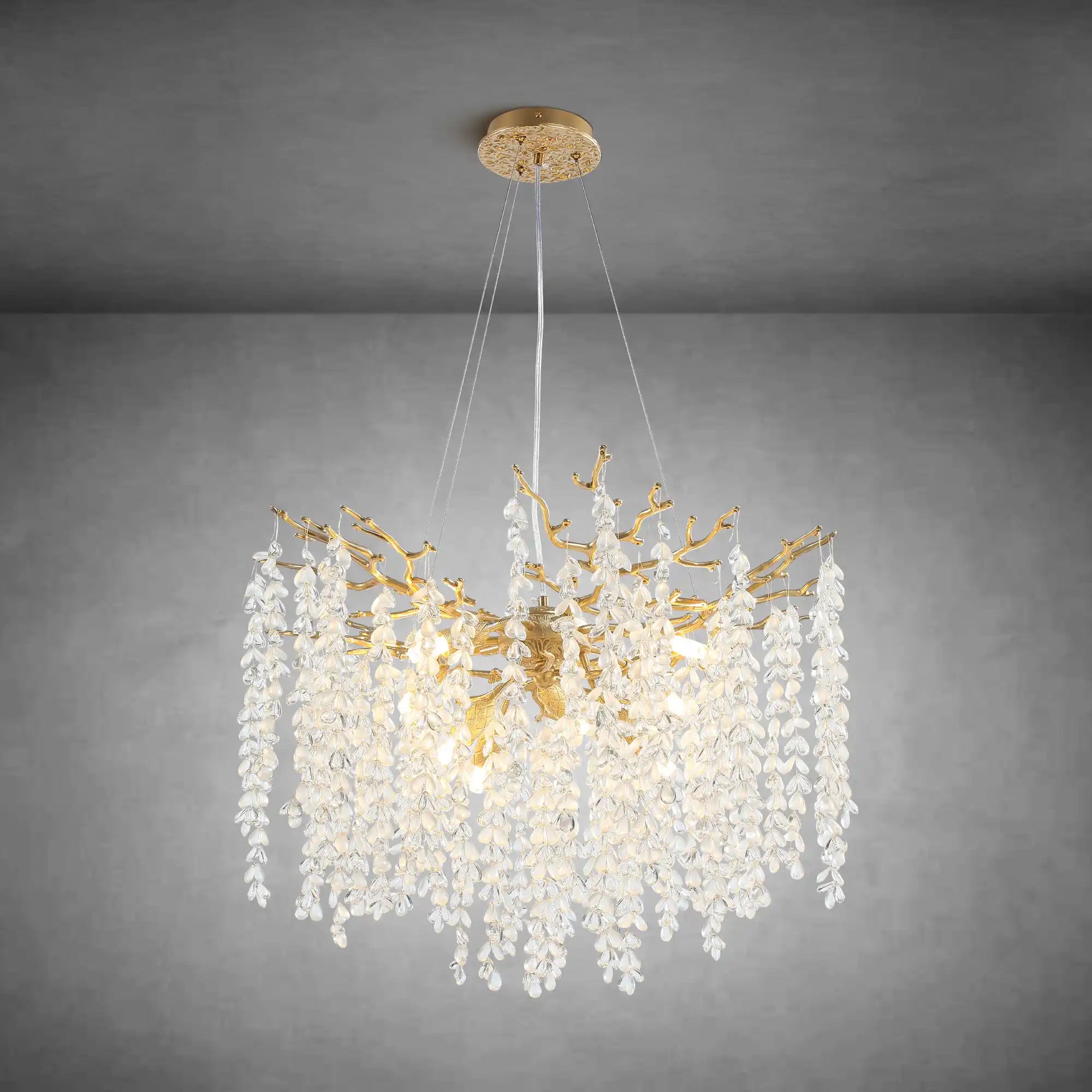 Modern Crystal Tree Branch Chandelier for Living Room 24 Inch