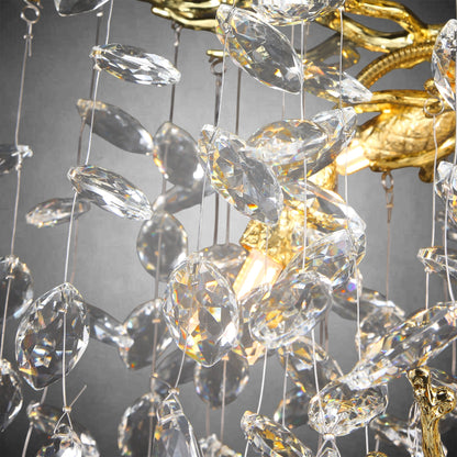 63'' Long Crystal Modern Gold Tree Branch Chandelier
