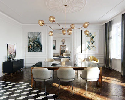 Modern Sputnik Smoky Gray/Amber Glass Branch Chandelier for Kitchen Island/Dining Room