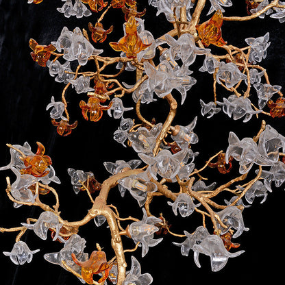 Blossom Breeze Staircase Blown Glass Flowers Long Chandelier