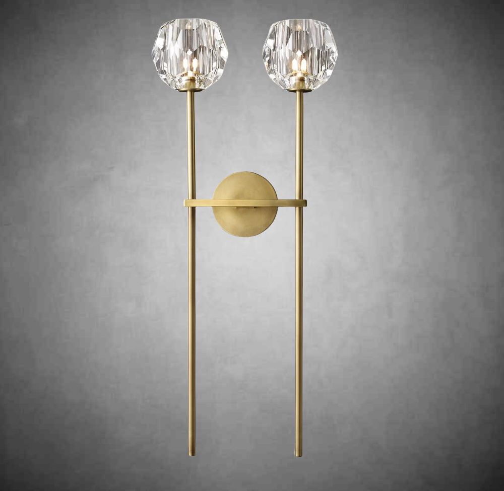 Boule De Cristal Clear Glass Grand Double Sconce