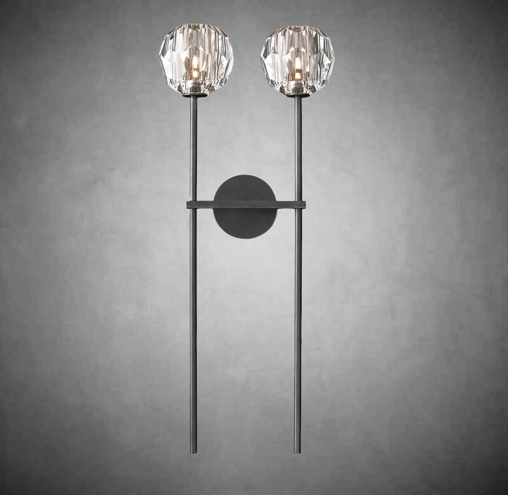 Boule De Cristal Clear Glass Grand Double Sconce