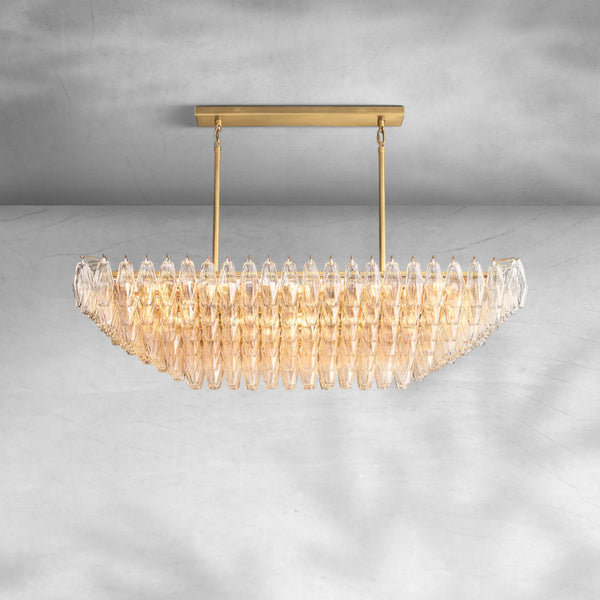 Chiaravalle Clear Glass Tired Rectangular Chandelier 54"74"