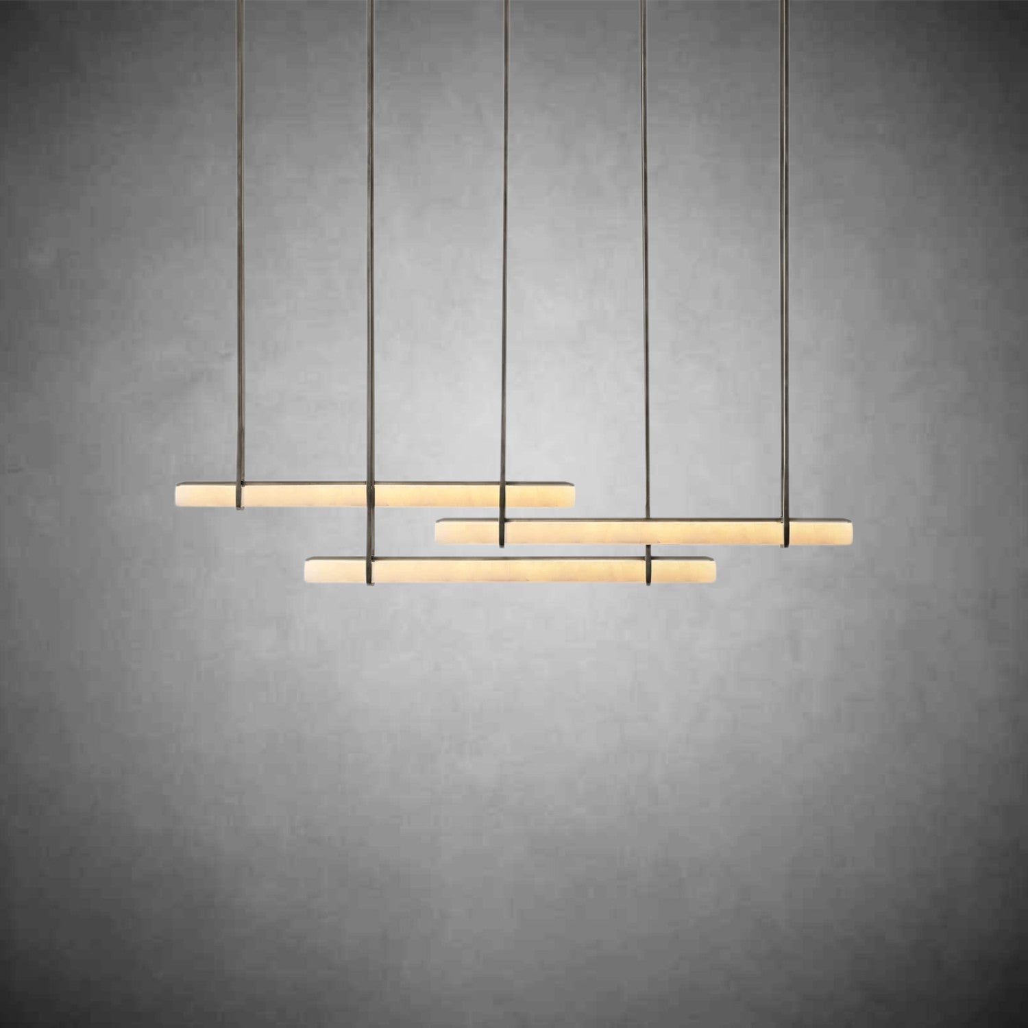 Audubom Alabaster Triple Bar Linear Chandelier