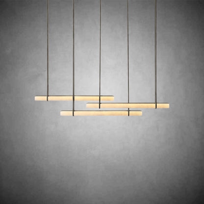 Audubom Alabaster Triple Bar Linear Chandelier